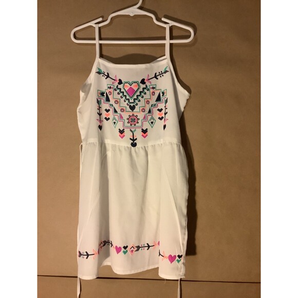 Belle Du Jour girls dress white pink boho tank small - Picture 1 of 4